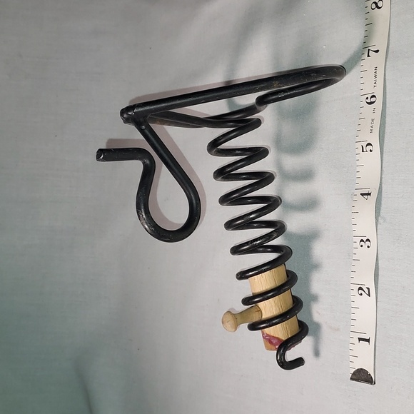 Vintage Black Wrought Iron Spiral "Courting Candle" Candle Holder Witch Wood Peg - Picture 4 of 6